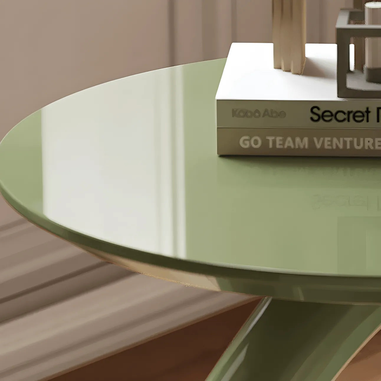 Sculptural Matcha Lacquer Multifunctional Pet-Friendly Side Table