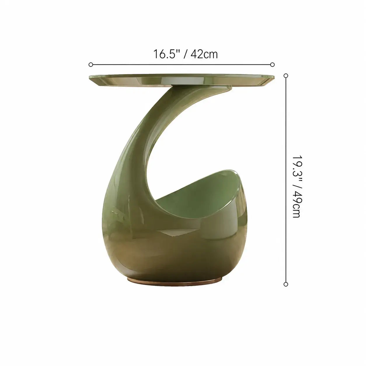 Sculptural Matcha Lacquer Multifunctional Pet-Friendly Side Table Dimensions