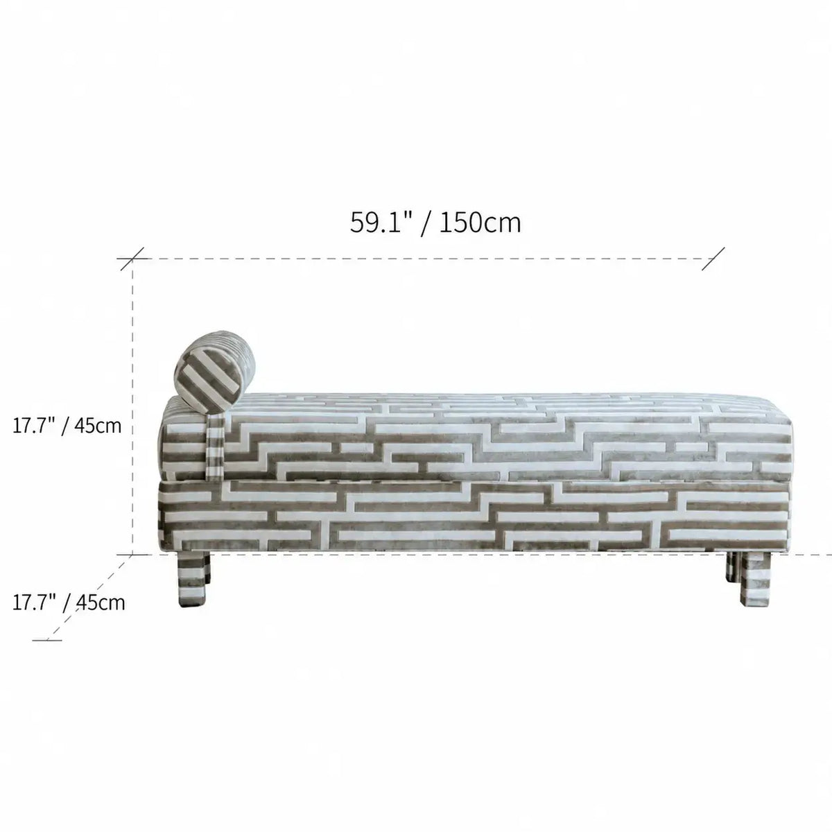 Sculptural Maze Bench in Gray and White with Wrapped Silhouette