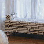 Sculptural Maze Bench in Gray and White with Wrapped Silhouette