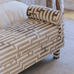 Sculptural Maze Bench in Gray and White with Wrapped Silhouette