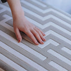 Sculptural Maze Bench in Gray and White with Wrapped Silhouette