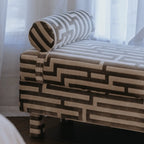 Sculptural Maze Bench in Gray and White with Wrapped Silhouette