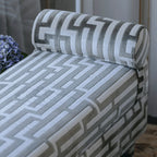 Sculptural Maze Bench in Gray and White with Wrapped Silhouette