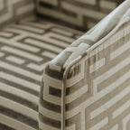 Sculptural Maze Velvet Accent Chair with Low Profile Retro Form