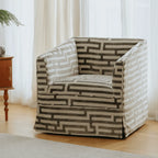 Sculptural Maze Velvet Accent Chair with Low Profile Retro Form Main Product Image