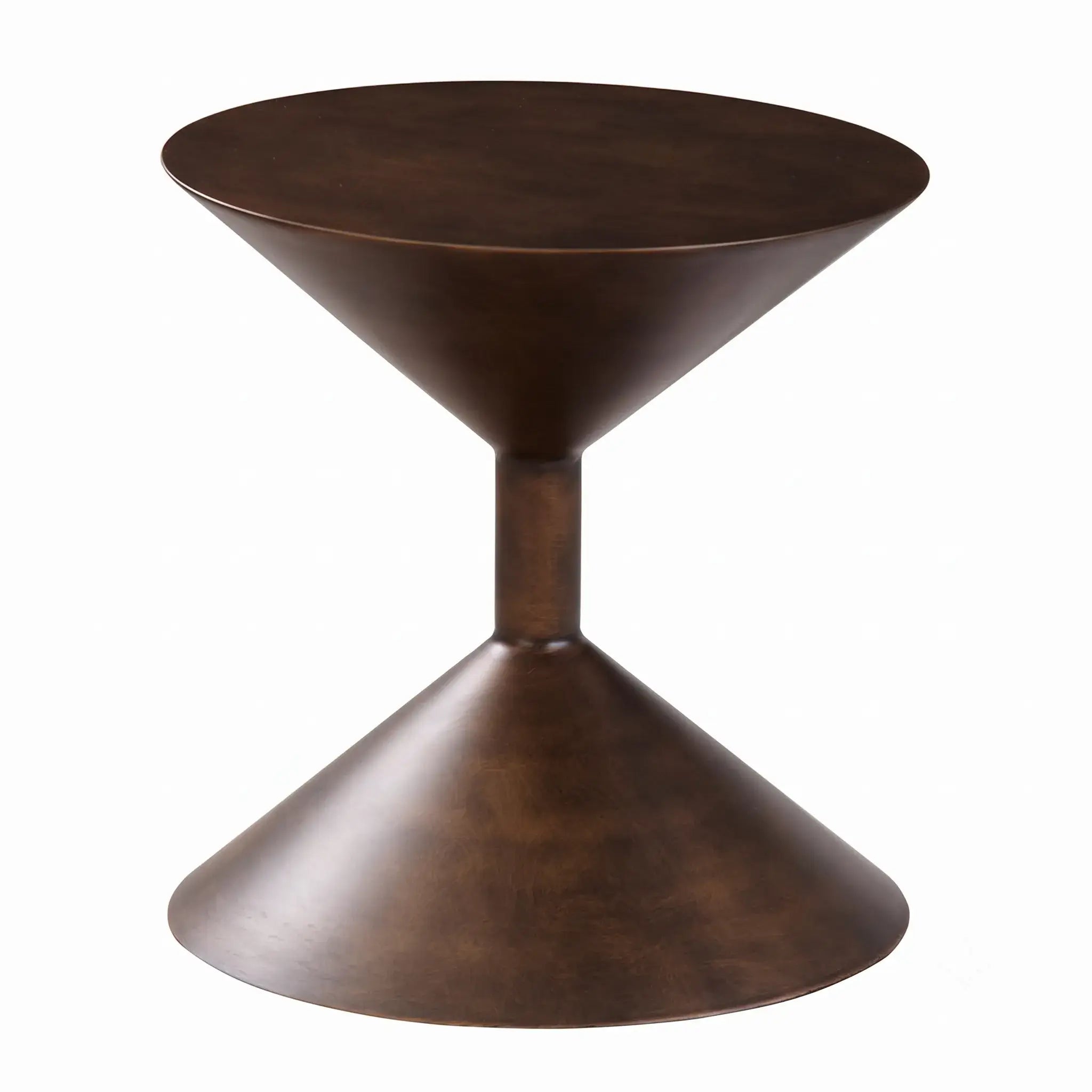 Sculptural Metal Hourglass End and Side Table in Matte Black or Antique Bronze