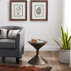Sculptural Metal Hourglass End and Side Table in Matte Black or Antique Bronze