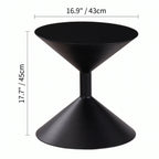 Sculptural Metal Hourglass End and Side Table in Matte Black or Antique Bronze Dimensions