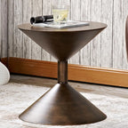 Sculptural Metal Hourglass End and Side Table in Matte Black or Antique Bronze Main Product Image