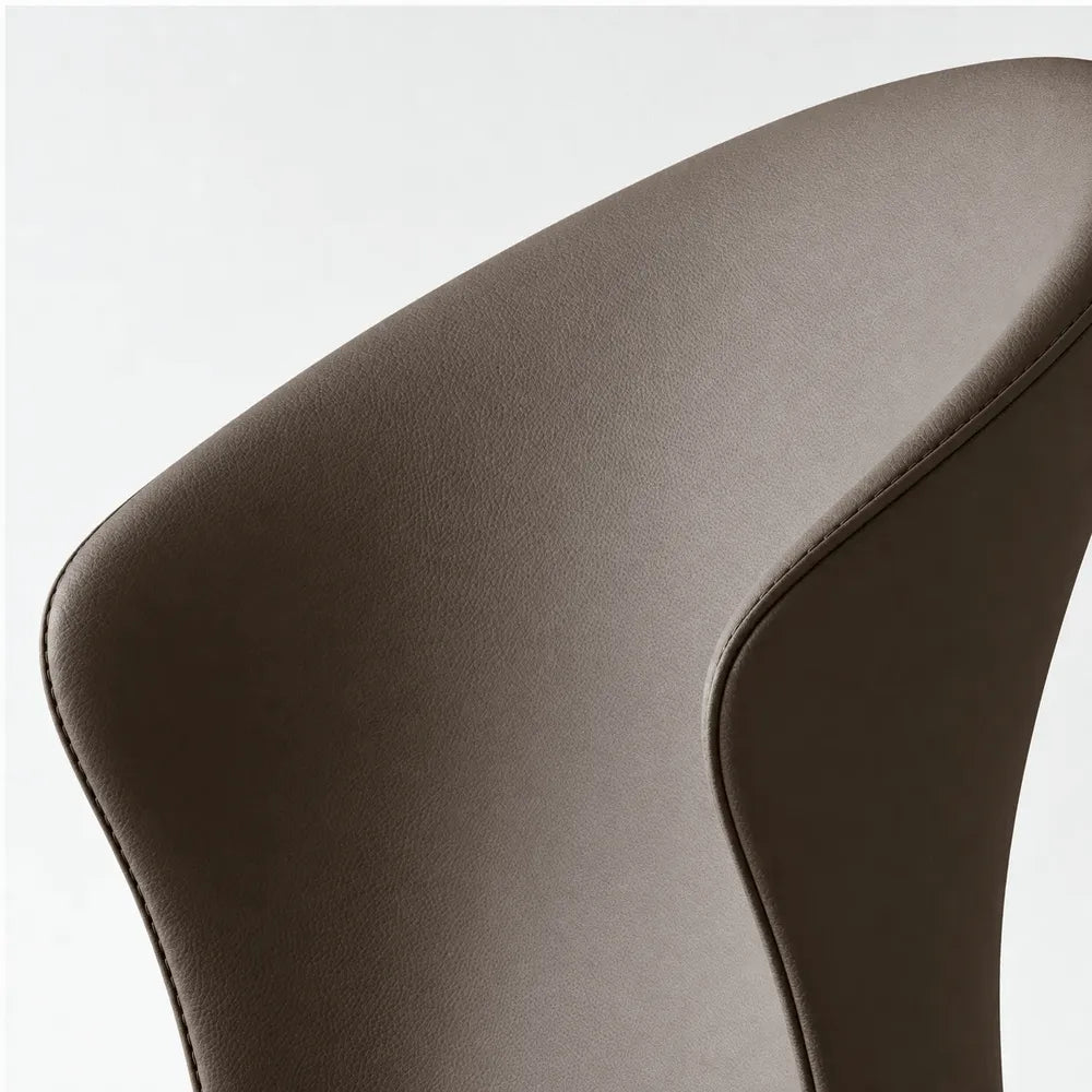 Sculptural Microfiber Leather Dining Chair Series with Curved Back