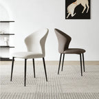 Sculptural Microfiber Leather Dining Chair Series with Curved Back