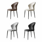 Sculptural Microfiber Leather Dining Chair Series with Curved Back