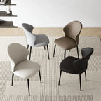 Sculptural Microfiber Leather Dining Chair Series with Curved Back
