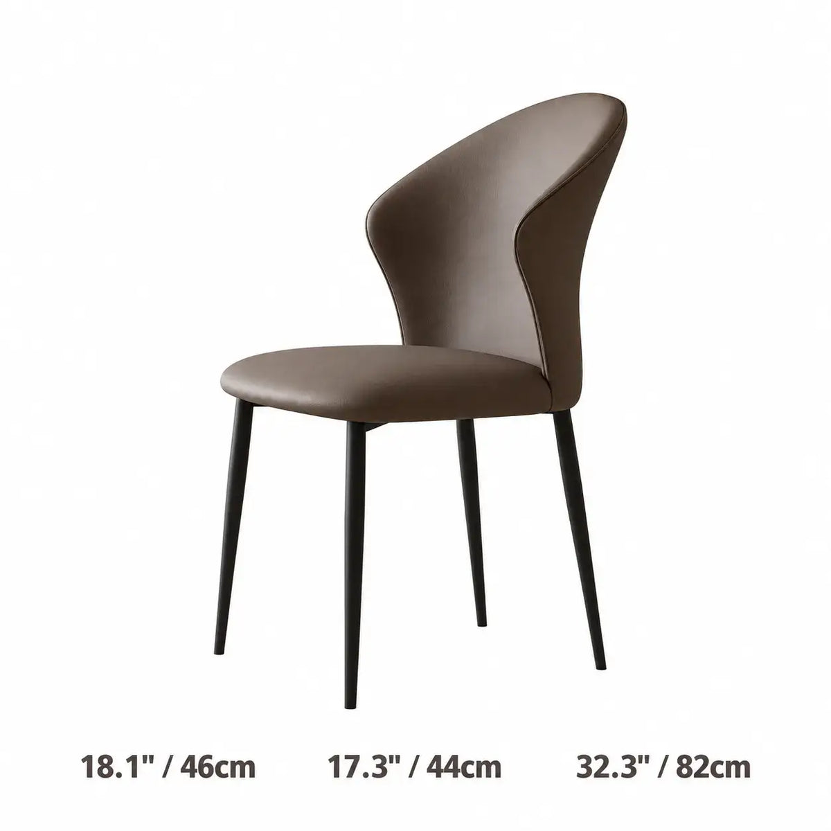 Sculptural Microfiber Leather Dining Chair Series with Curved Back