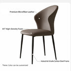 Sculptural Microfiber Leather Dining Chair Series with Curved Back
