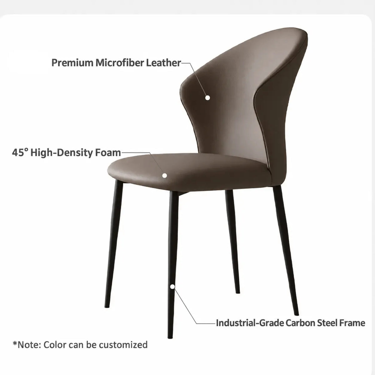 Sculptural Microfiber Leather Dining Chair Series with Curved Back