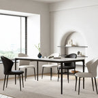 Sculptural Microfiber Leather Dining Chair Series with Curved Back