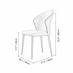 Sculptural Microfiber Leather Dining Chair Series with Curved Back Dimensions