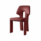 Sculptural Microfiber Leather Dining Chair Series With Cutout Back
