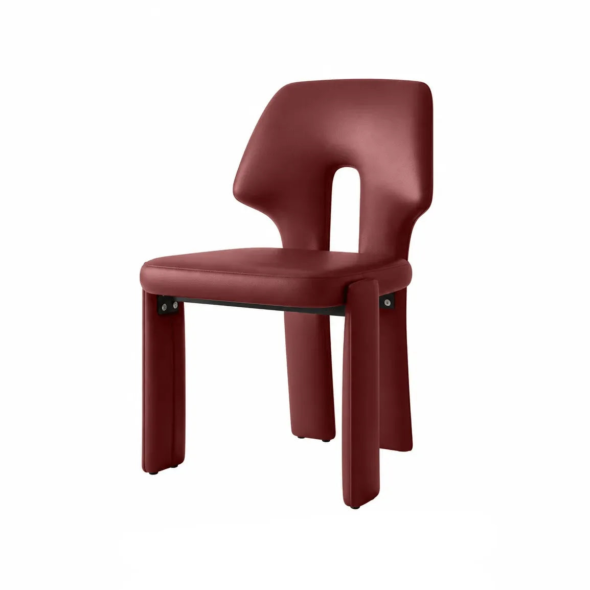 Sculptural Microfiber Leather Dining Chair Series With Cutout Back