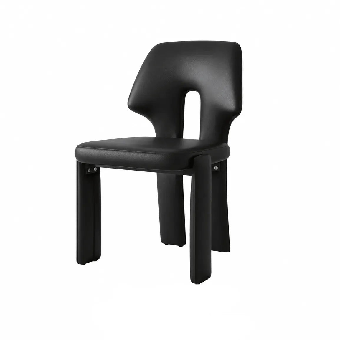 Sculptural Microfiber Leather Dining Chair Series With Cutout Back