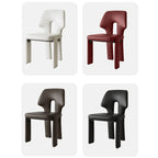 Sculptural Microfiber Leather Dining Chair Series With Cutout Back