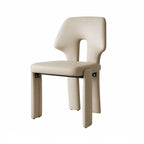 Sculptural Microfiber Leather Dining Chair Series With Cutout Back