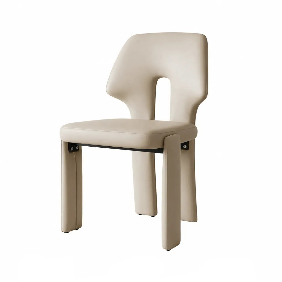 Sculptural Microfiber Leather Dining Chair Series With Cutout Back