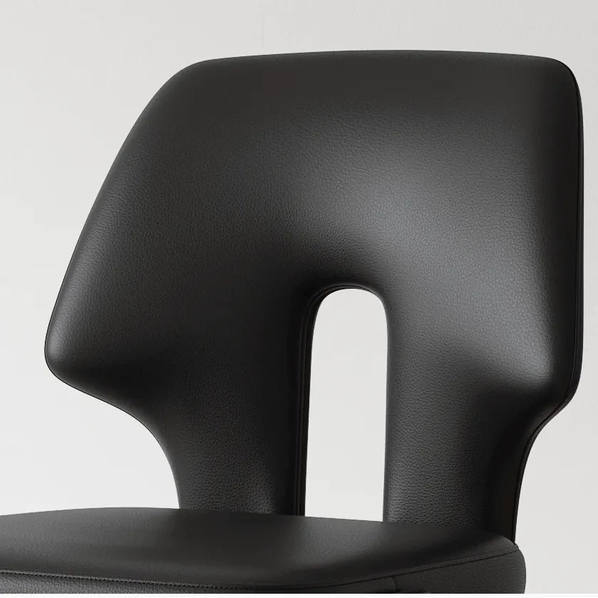 Sculptural Microfiber Leather Dining Chair Series With Cutout Back