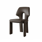 Sculptural Microfiber Leather Dining Chair Series With Cutout Back