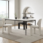 Sculptural Microfiber Leather Dining Chair Series With Cutout Back