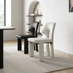 Sculptural Microfiber Leather Dining Chair Series With Cutout Back