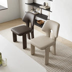 Sculptural Microfiber Leather Dining Chair Series With Cutout Back