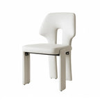 Sculptural Microfiber Leather Dining Chair Series With Cutout Back