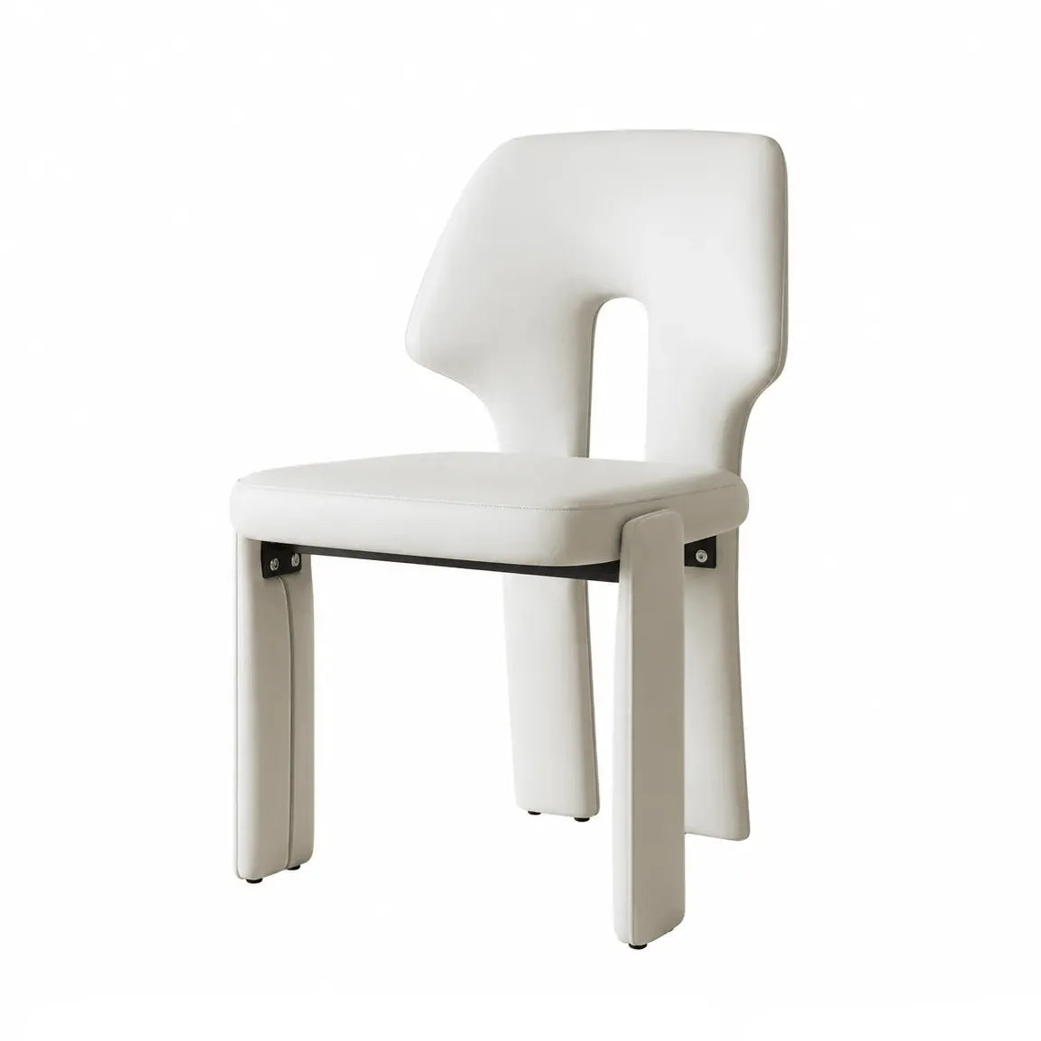 Sculptural Microfiber Leather Dining Chair Series With Cutout Back
