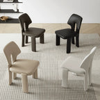Sculptural Microfiber Leather Dining Chair Series With Cutout Back