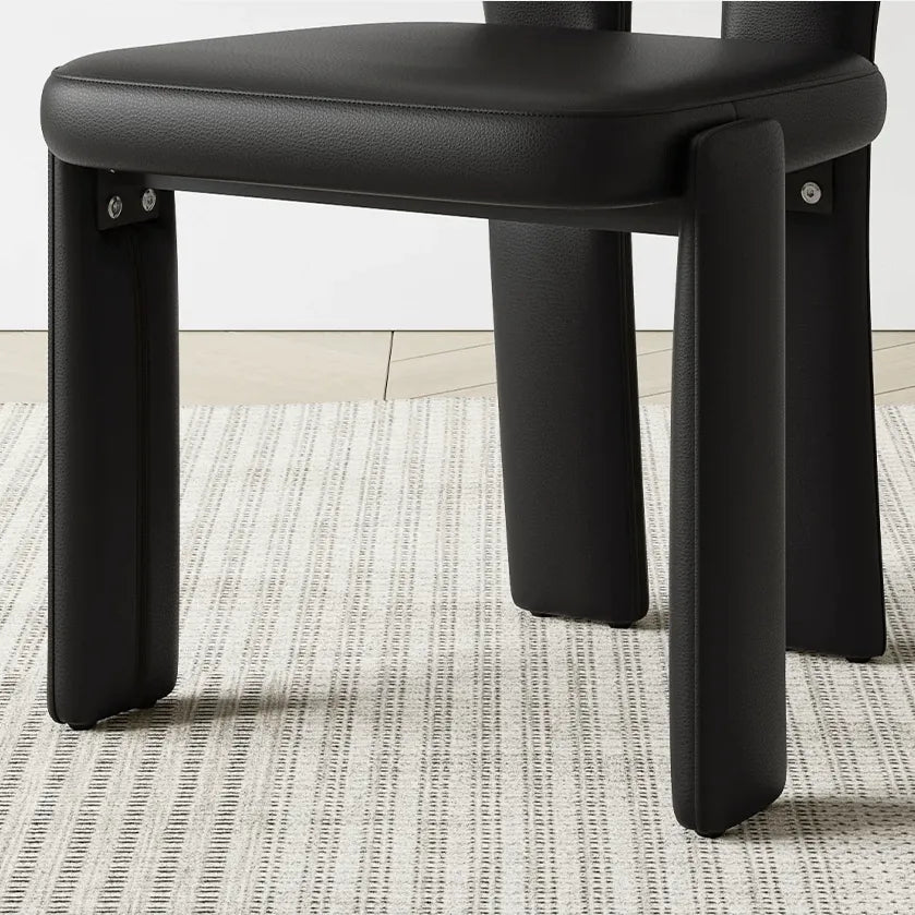 Sculptural Microfiber Leather Dining Chair Series With Cutout Back