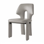 Sculptural Microfiber Leather Dining Chair Series With Cutout Back