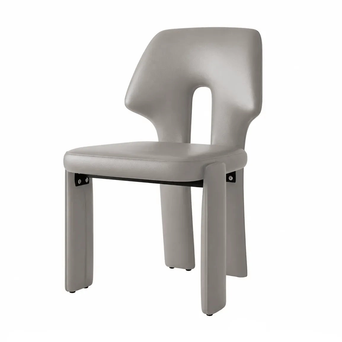 Sculptural Microfiber Leather Dining Chair Series With Cutout Back