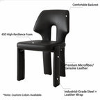 Sculptural Microfiber Leather Dining Chair Series With Cutout Back