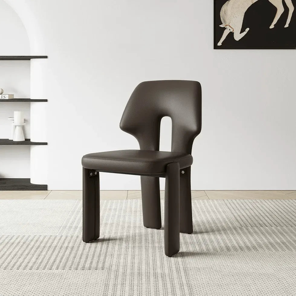 Sculptural Microfiber Leather Dining Chair Series With Cutout Back Main Product Image Hauptbild