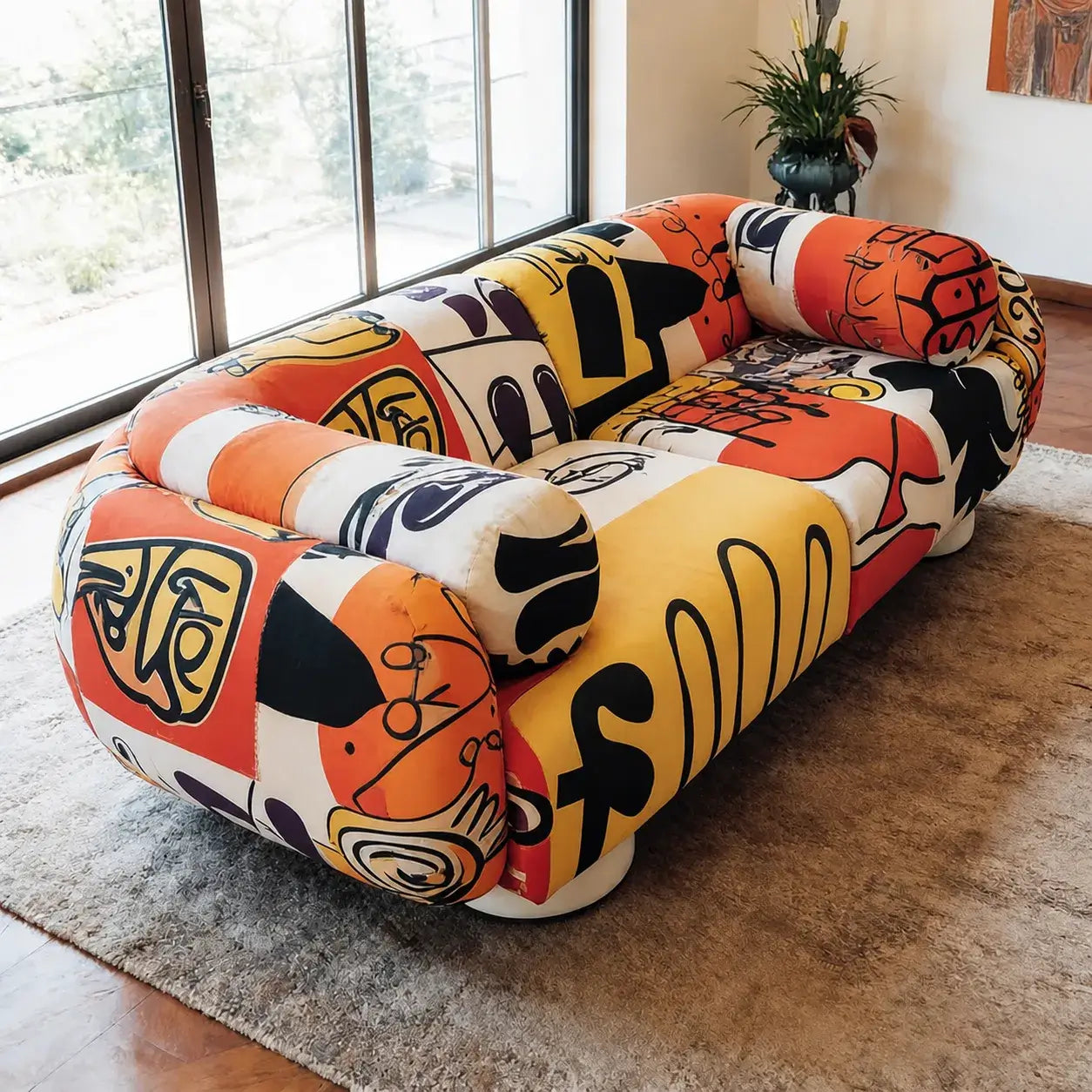 Sculptural Modular Graffiti Sofa With Rounded Silhouette for Open Living Spaces