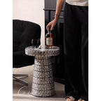 Sculptural Mosaic Mother of Pearl Side Table for Sofa and Reading Nooks