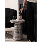 Sculptural Mosaic Mother of Pearl Side Table for Sofa and Reading Nooks