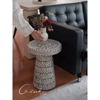 Sculptural Mosaic Mother of Pearl Side Table for Sofa and Reading Nooks