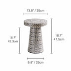 Sculptural Mosaic Mother of Pearl Side Table for Sofa and Reading Nooks Dimensions