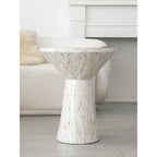 Sculptural Mother of Pearl Side Table with Gold Leaf Edge, Cream Accent