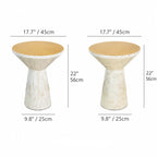 Sculptural Mother of Pearl Side Table with Gold Leaf Edge, Cream Accent Dimensions