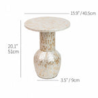 Sculptural Mother of Pearl Side Table With Hand-Laid Mosaic Glow Dimensions